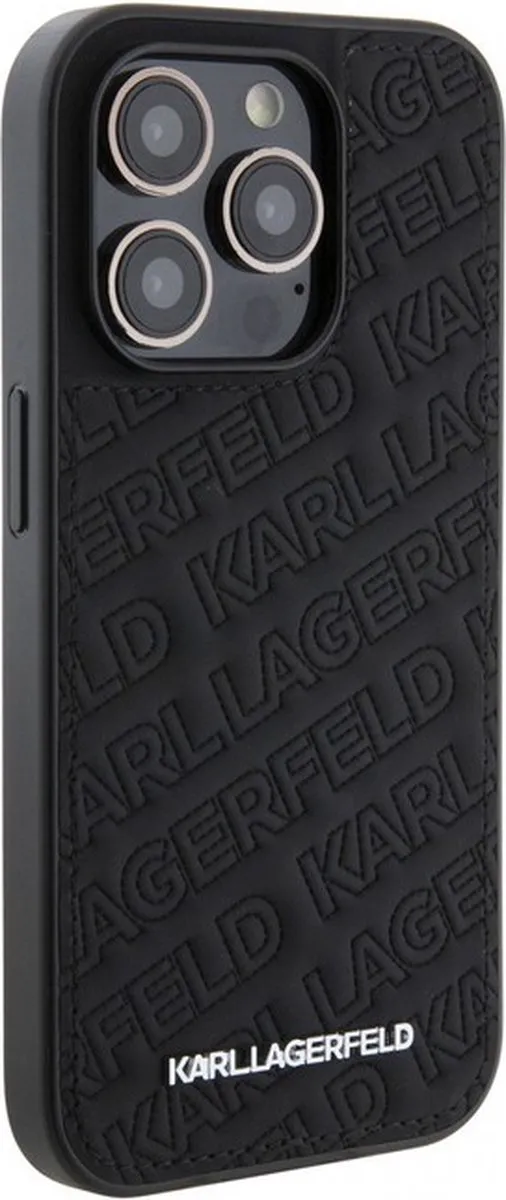 Karl Lagerfeld Quilted Pattern Hoes iPhone 15 Pro - Zwart