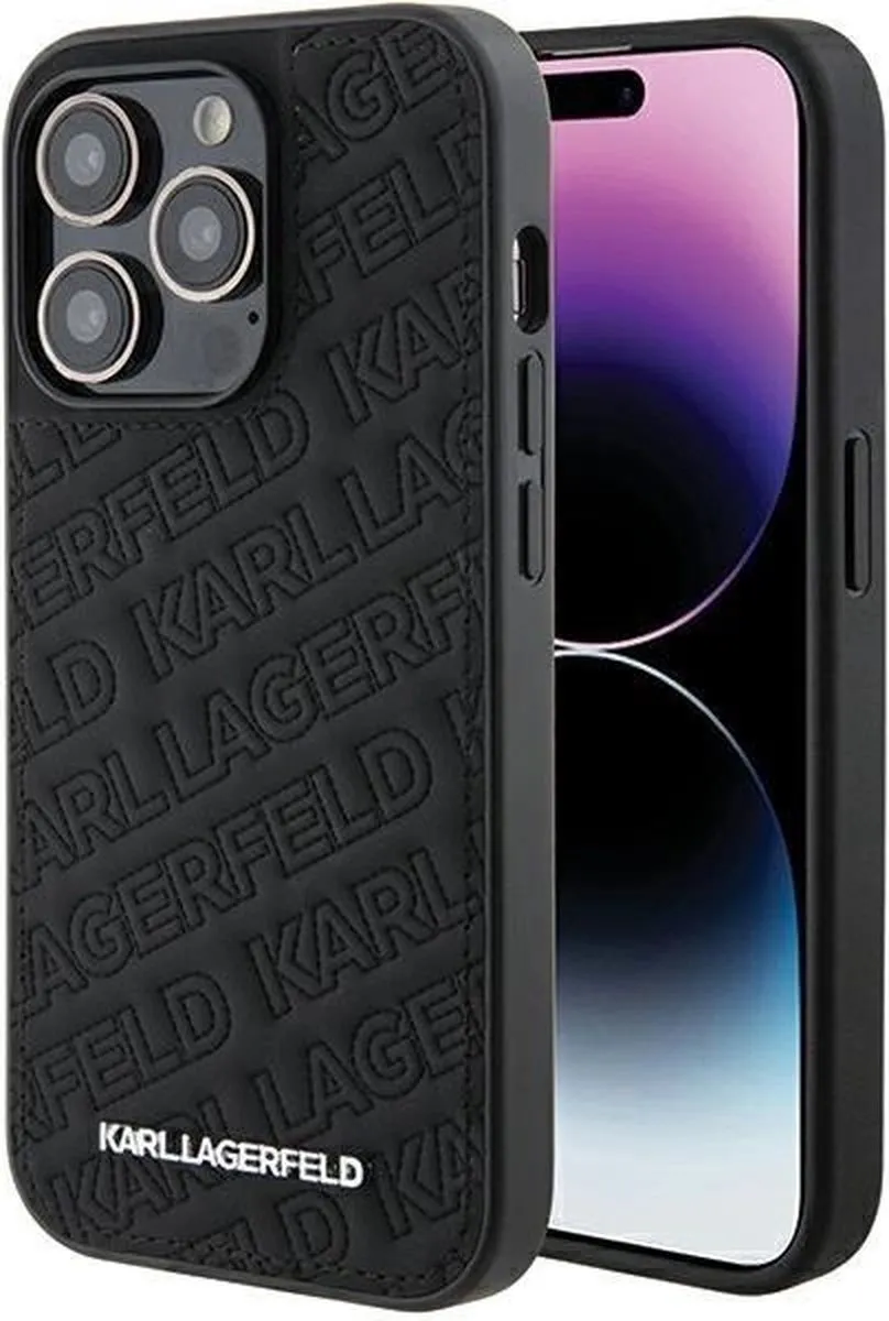 Karl Lagerfeld Quilted Pattern Hoes iPhone 15 Pro - Zwart - afbeelding 6 van 6