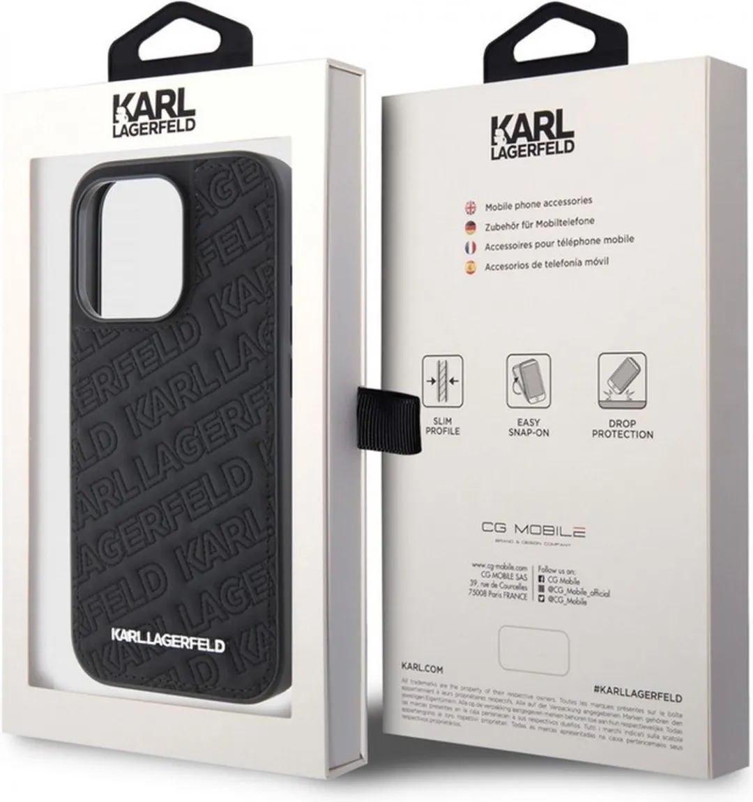Karl Lagerfeld Quilted Pattern Hoes iPhone 15 Pro - Zwart