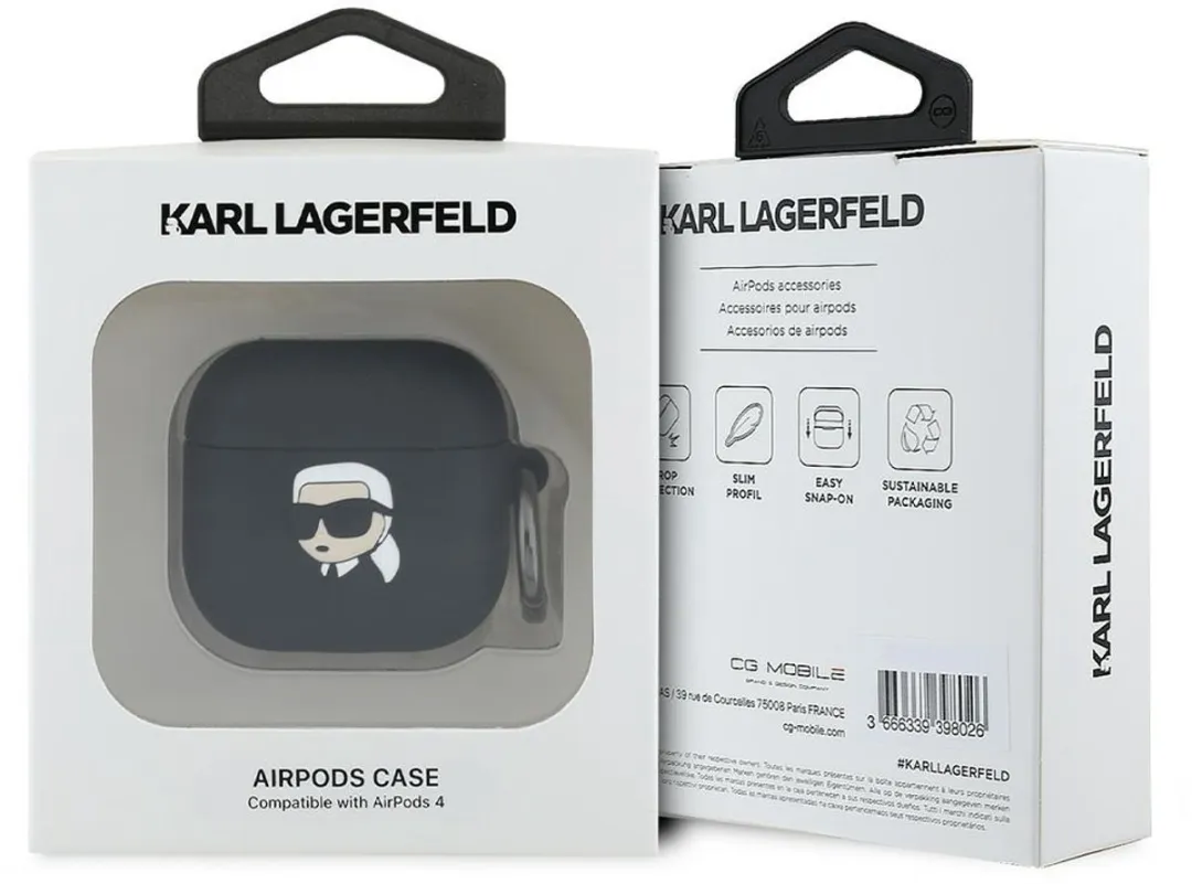 Karl Lagerfeld Hoesje AirPods 4 3D Karl Head - Transparent