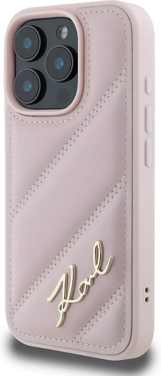 Karl Lagerfeld Backcase Hoesje iPhone 16 Pro Max - Roze - Kunstleer