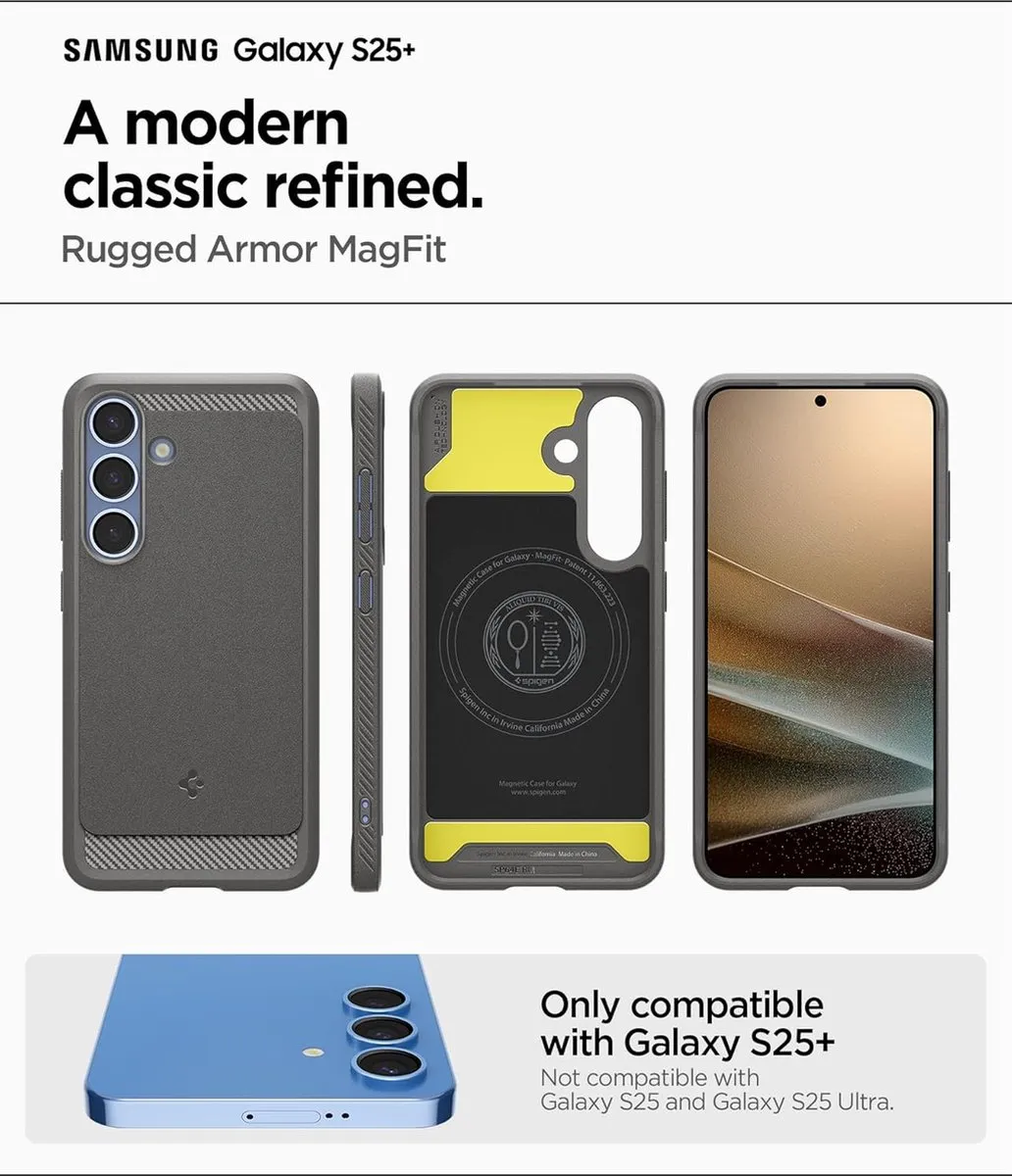 Spigen Rugged Armor MagFit ACS07511 Hoesje - Samsung Galaxy S25 Plus - Grijs