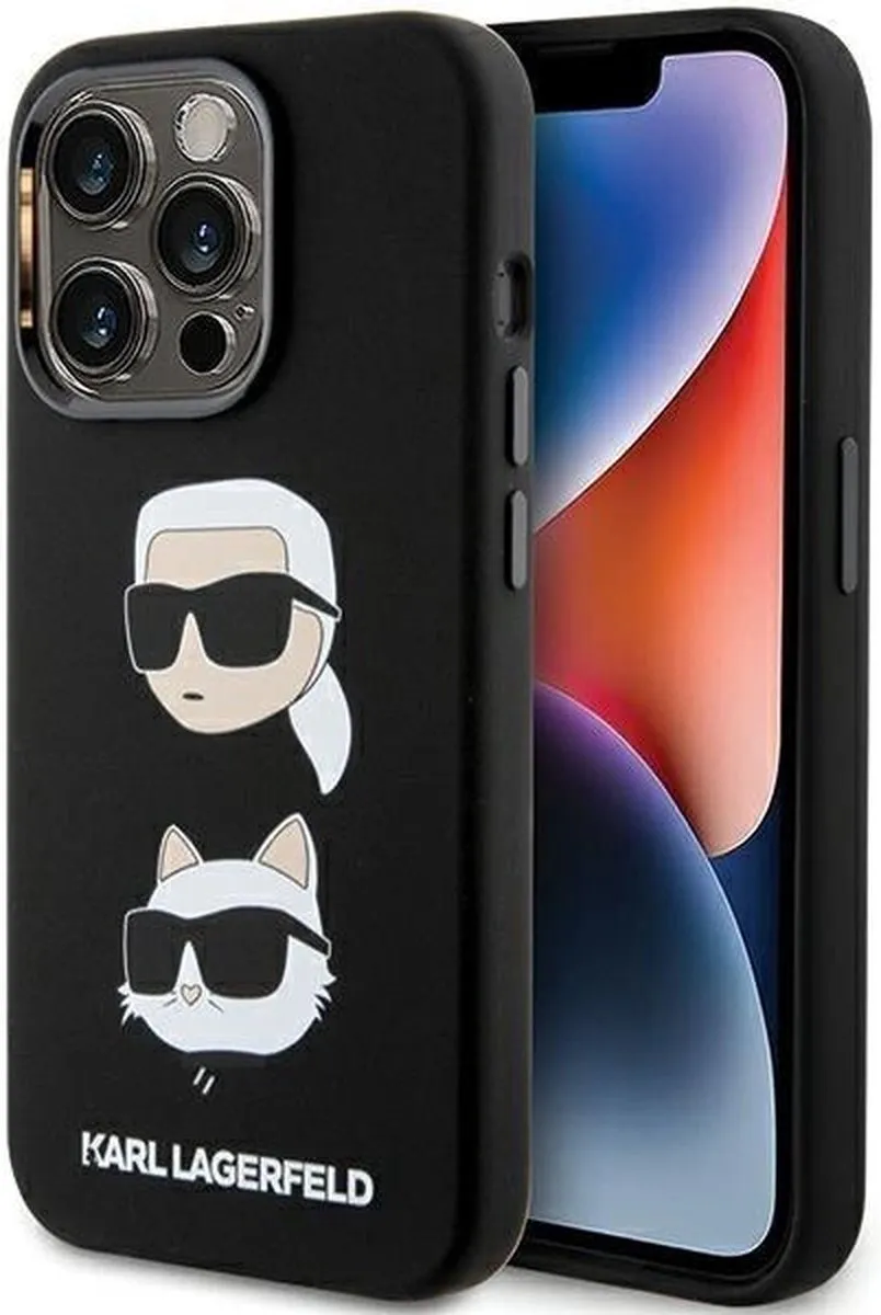 Karl Lagerfeld Siliconen Karl&Choupette Hoes iPhone 15 Pro Max - Zwart