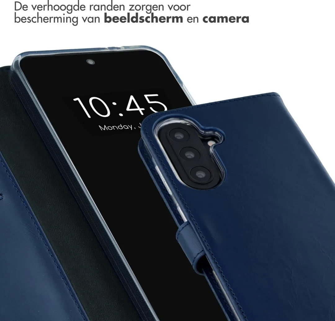 Selencia Hoesje Samsung Galaxy A57 - Donkerblauw Leder - 3 Pasjes