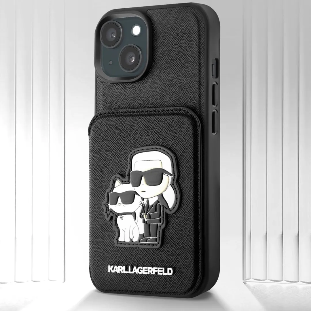 Karl Lagerfeld Saffiano Hoes iPhone 15 Plus - Zwart H69244