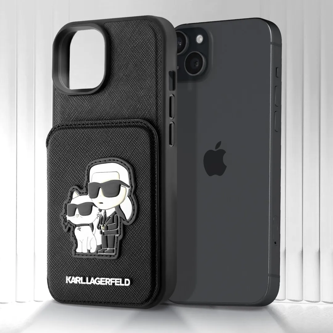 Karl Lagerfeld Saffiano Hoes iPhone 15 Plus - Zwart H69244
