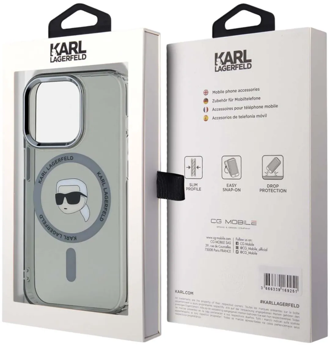 Karl Lagerfeld iPhone 15 Pro Max MagSafe Hoesje - KLHMP15XHLSKIK - Transparant