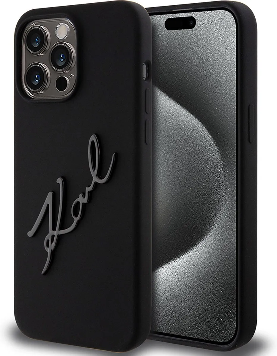 Karl Lagerfeld Backcase Hoesje iPhone 15 Pro Max - Effen Zwart - MPN 3666339168186