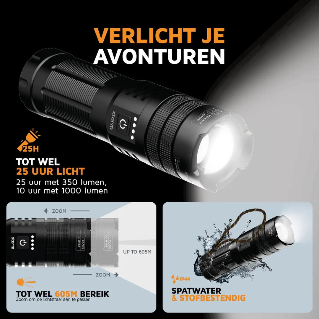 Xtorm XRF101 Zaklamp Powerbank 10500mAh - 1000 Lumen - Zwart - afbeelding 6 van 6