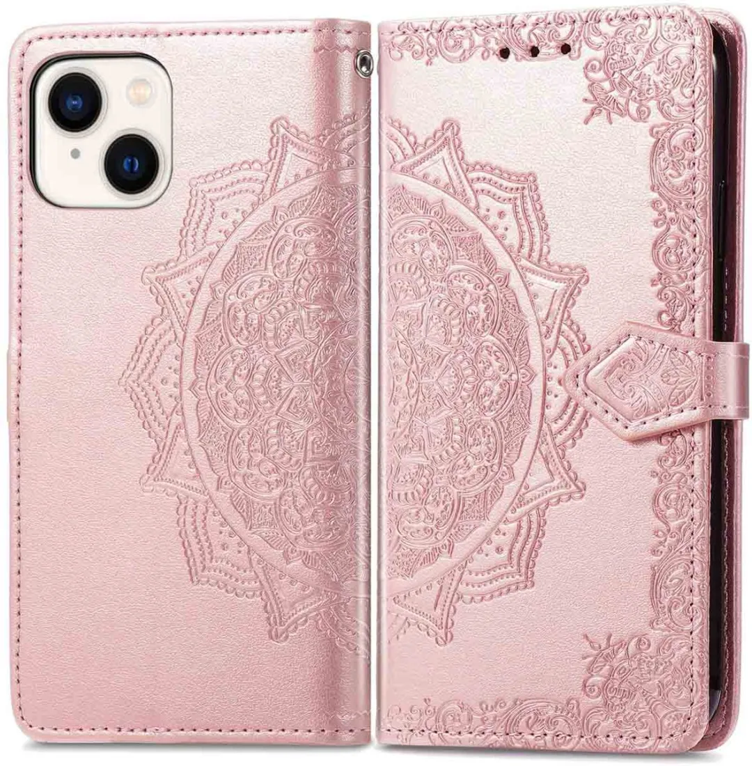 Imoshion Hoesje iPhone 13/14 Mandala Bookcase Rosé Goud
