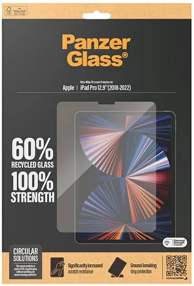 PanzerGlass Ultra-Wide 2845 Glas voor iPad Pro 12,9" 2018-2022 - Transparant