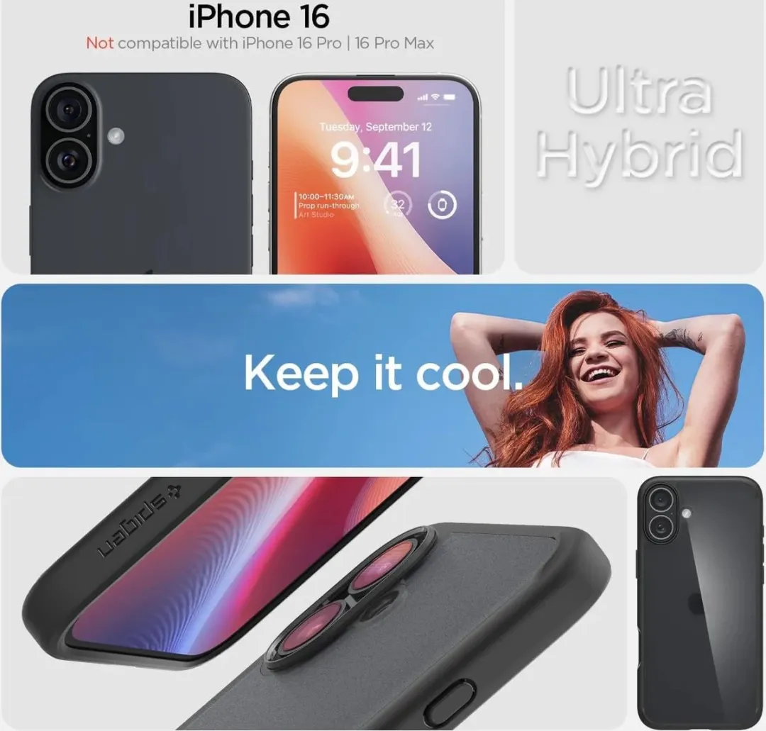 Spigen iPhone 16 Ultra Hybrid Back Cover - Frosted Zwart