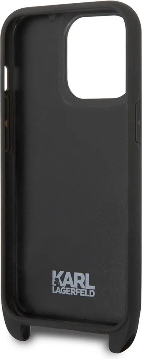 Karl Lagerfeld iPhone 14 Pro Max Hoesje - Effen Zwart Kunstleer