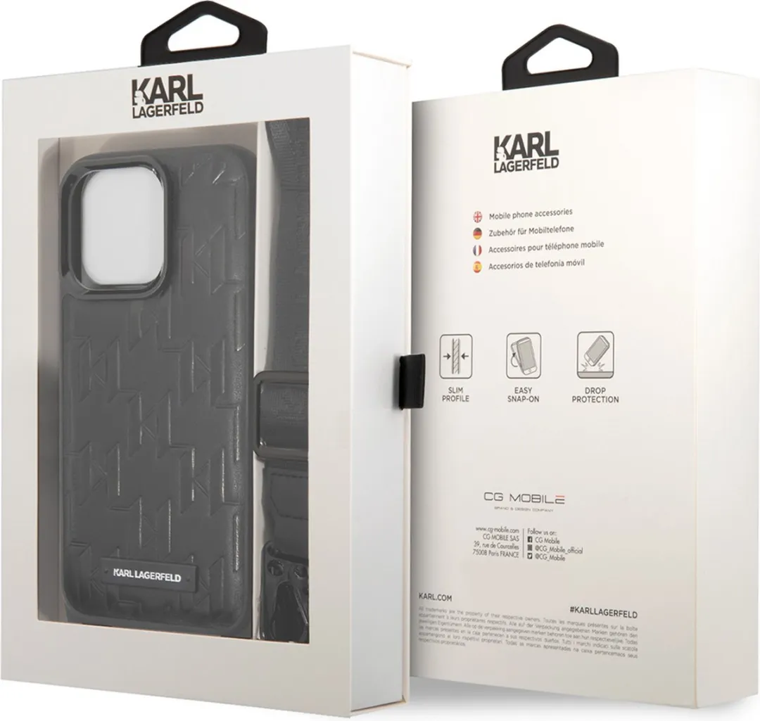 Karl Lagerfeld iPhone 14 Pro Max Hoesje - Effen Zwart Kunstleer