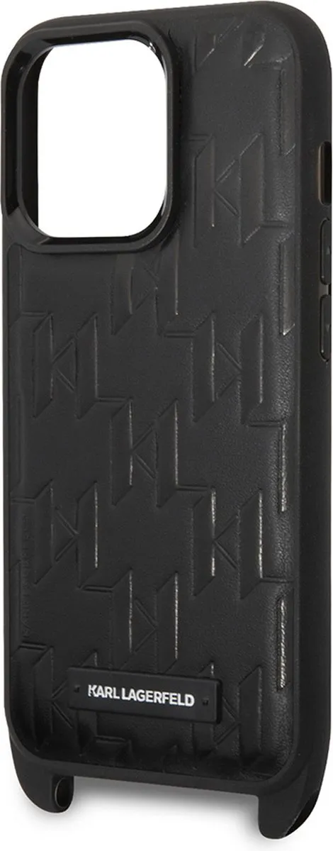 Karl Lagerfeld iPhone 14 Pro Max Hoesje - Effen Zwart Kunstleer