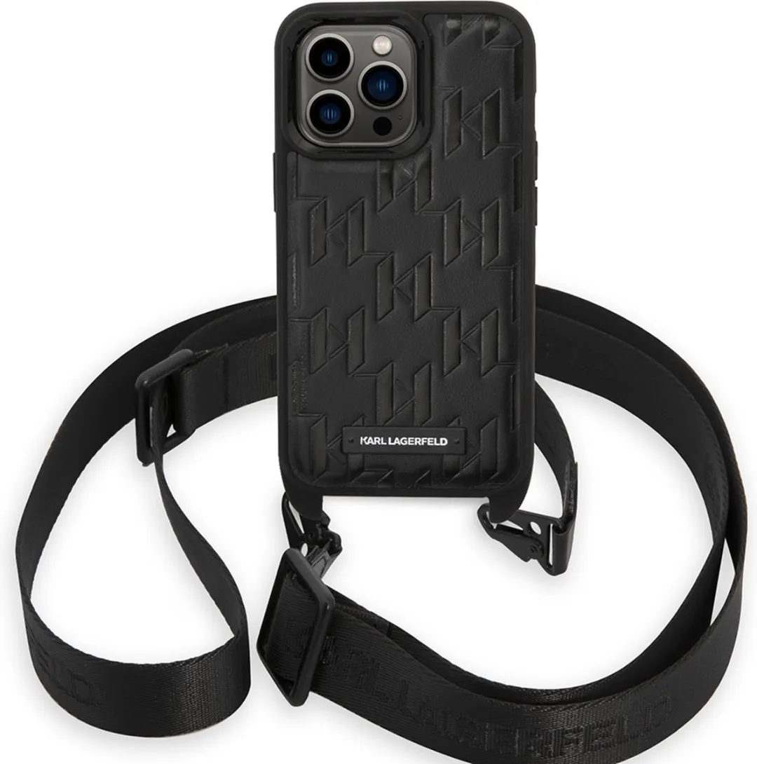 Karl Lagerfeld iPhone 14 Pro Max Hoesje - Effen Zwart Kunstleer - afbeelding 6 van 6