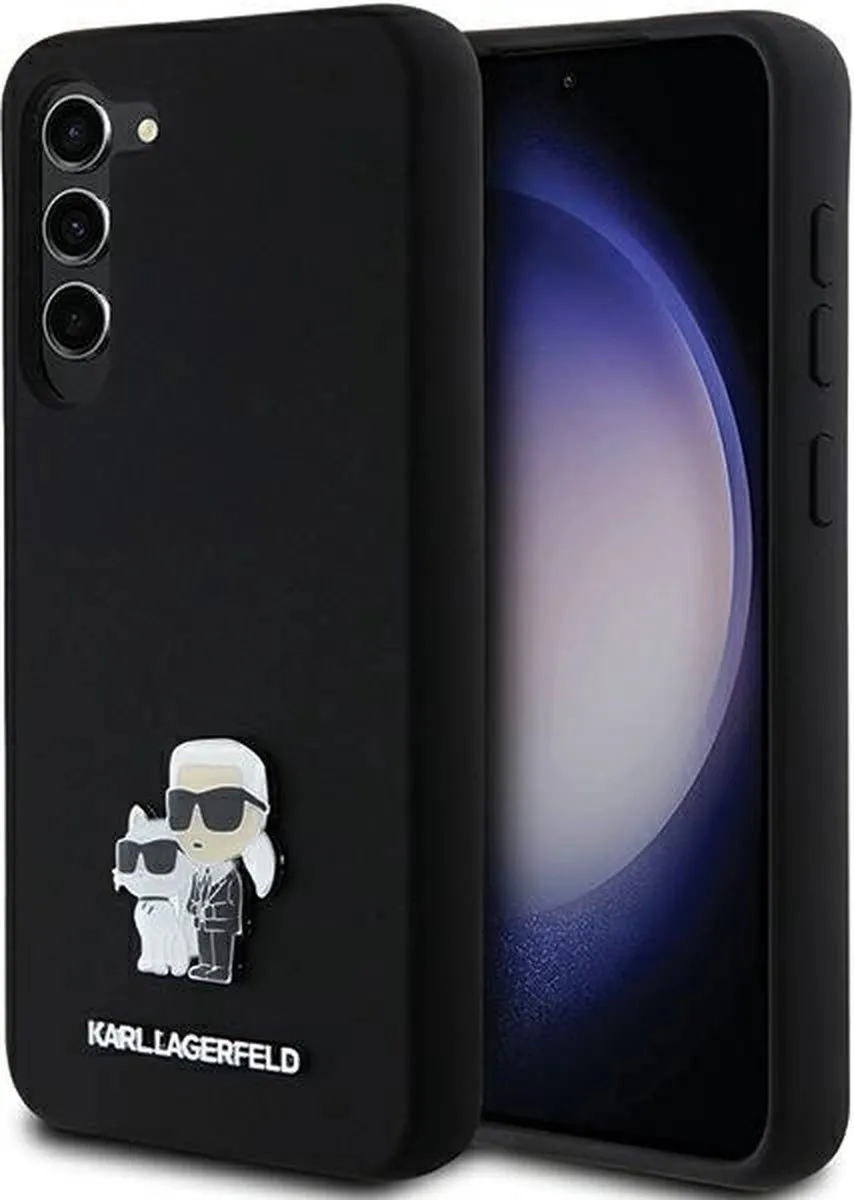Karl Lagerfeld Siliconen Karl&Choupette Pinhoesje - Samsung Galaxy S24+ - Zwart