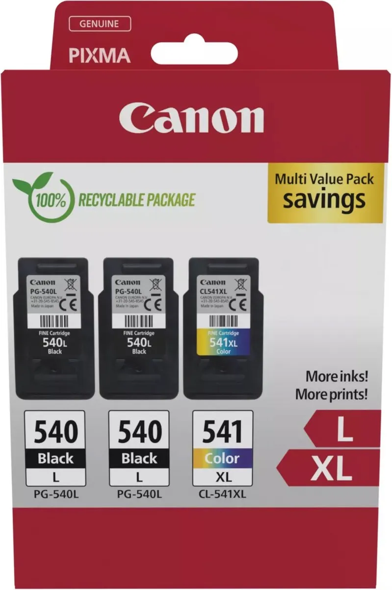 Canon PG-540L/CL-541XL Multipack Inktcartridges - 20 Stuks