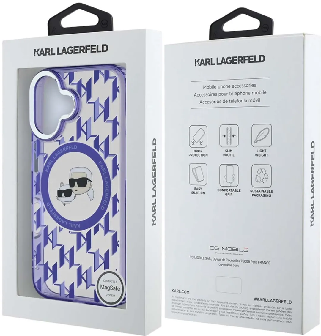 Karl Lagerfeld iPhone 16 Back Cover - Paars - KLHMP16SHMCKMHU - afbeelding 6 van 6
