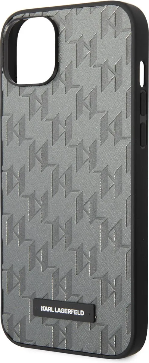 Karl Lagerfeld iPhone 14 Plus Back Cover Saffiano Leer - Grijs - 2 Pasjes