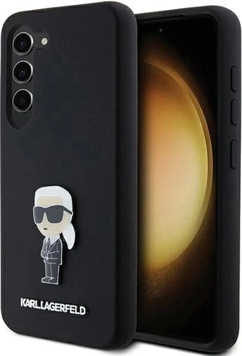 Karl Lagerfeld Siliconen Ikonik Metal Pin Hoesje - Samsung Galaxy S23 - Zwart