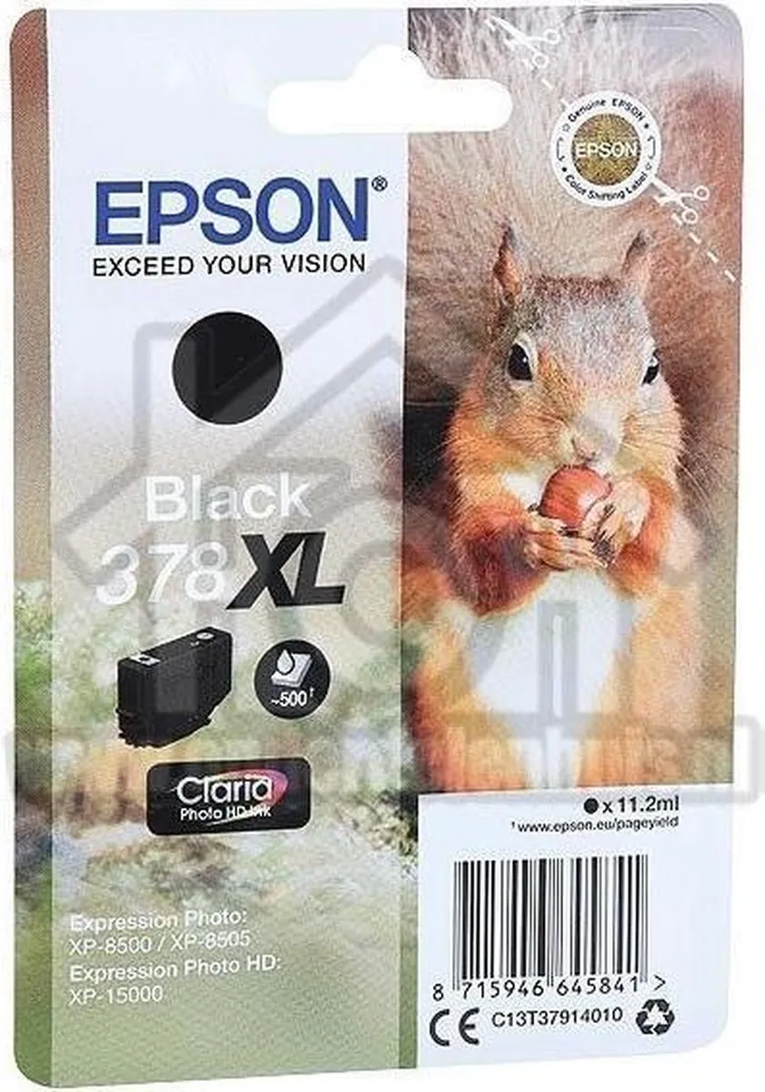 Epson 378XL C13T37914010 Zwart Inktcartridge - 11,2ml