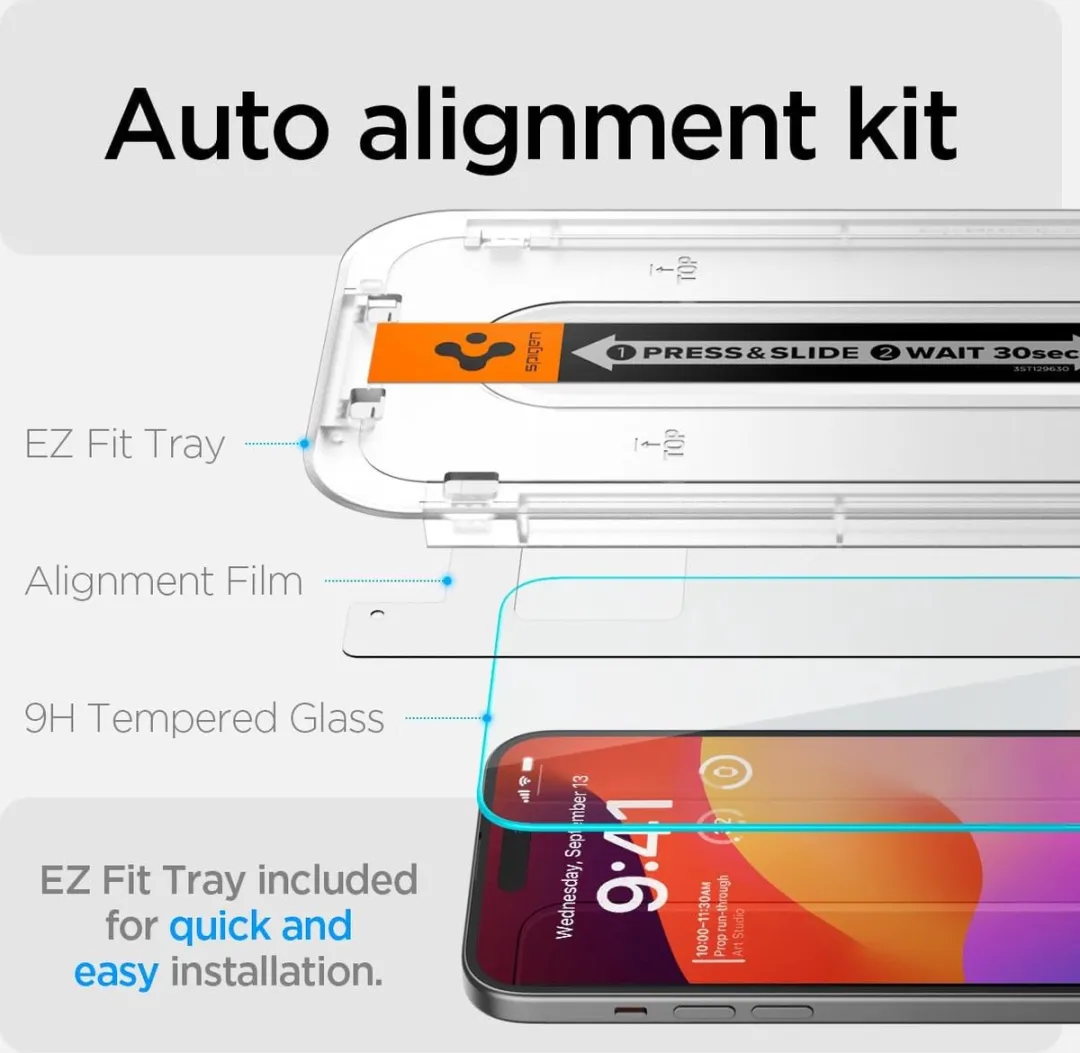 Spigen Glas.tR EZ Fit iPhone 15 Screenprotector - 2 Stuks