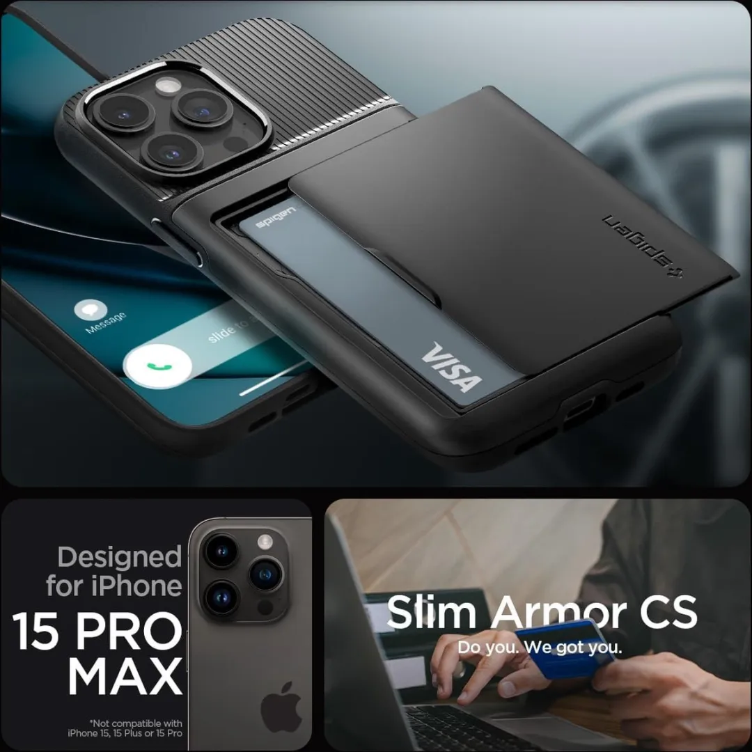 Spigen Slim Armor CS Back Cover iPhone 15 Pro Max - Zwart