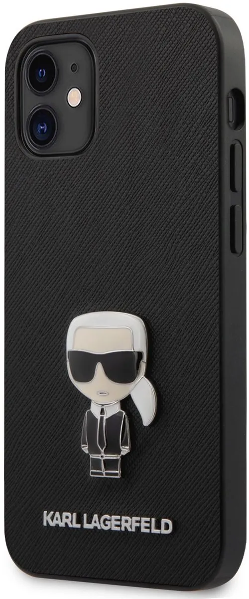 Karl Lagerfeld Saffiano Hoesje iPhone 12 Mini - Zwart