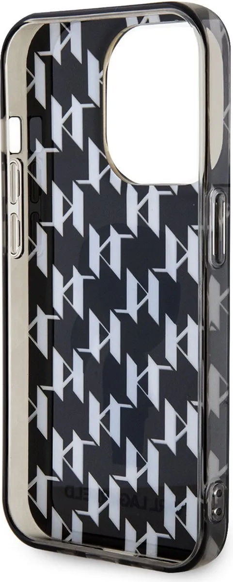 Karl Lagerfeld Monogram Ikonik Hoesje iPhone 15 Pro - Zwart