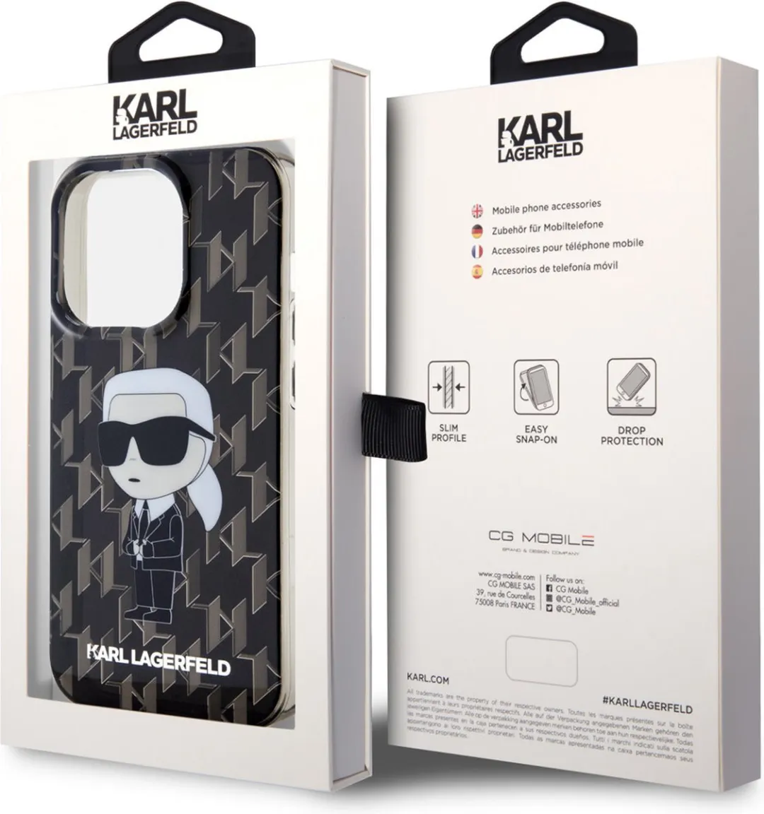 Karl Lagerfeld Monogram Ikonik Hoesje iPhone 15 Pro - Zwart - afbeelding 6 van 6