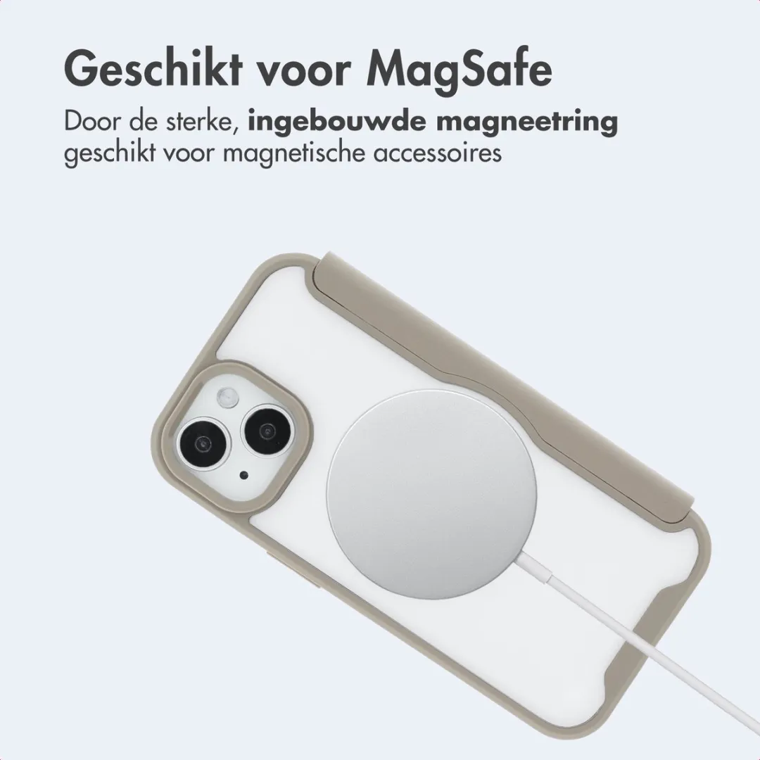 Imoshion iPhone 15 Hoesje Beige - MagSafe Bookcase - 2 Pasjes