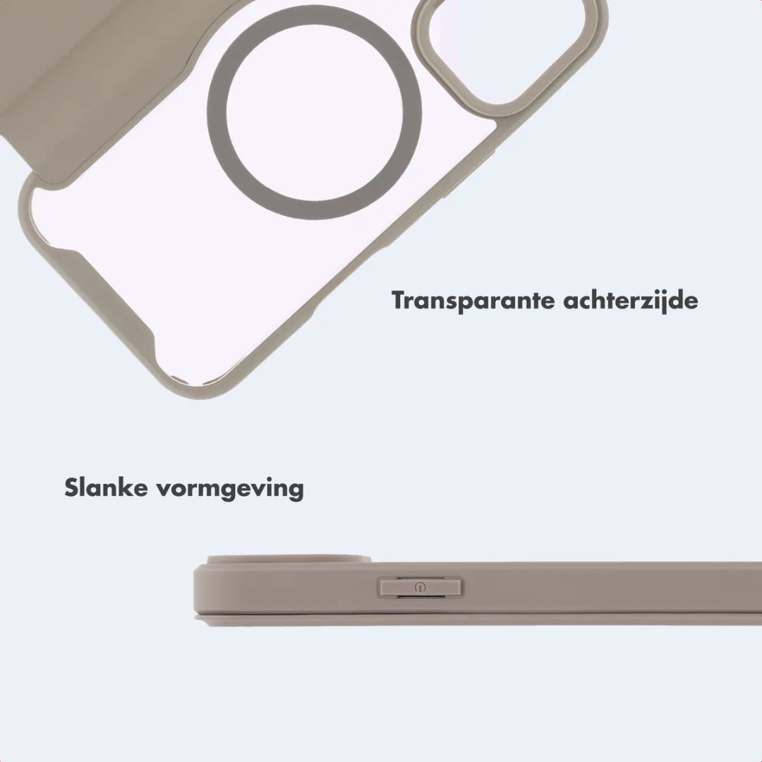 Imoshion iPhone 15 Hoesje Beige - MagSafe Bookcase - 2 Pasjes