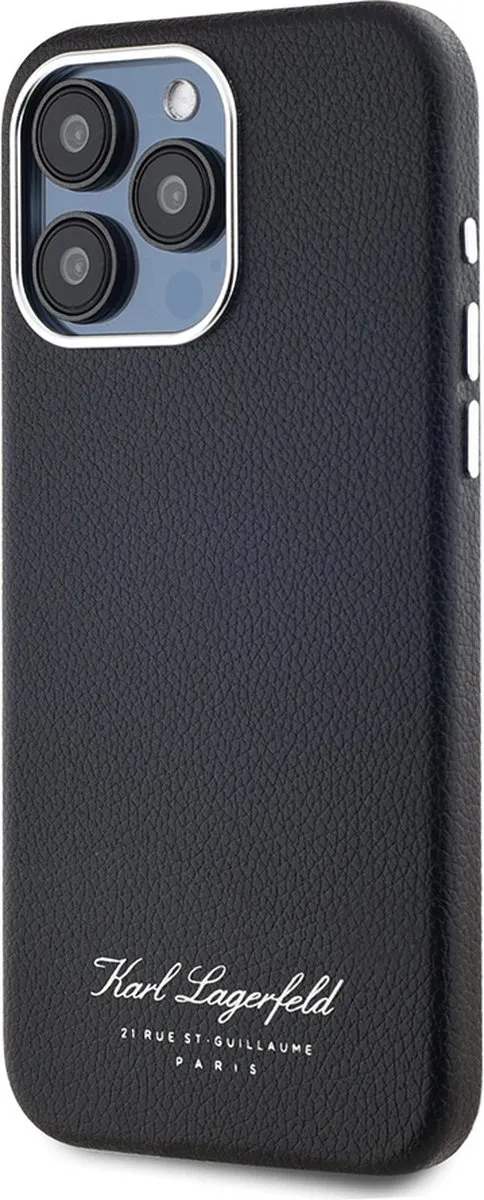 Karl Lagerfeld Backcase Hoesje iPhone 15 Pro - Effen Zwart