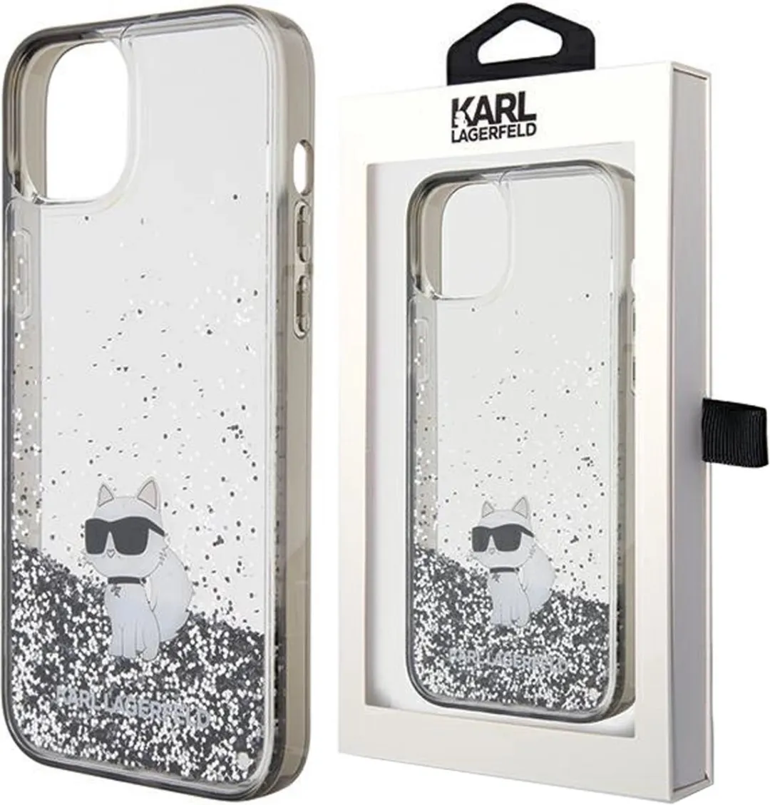 Karl Lagerfeld Liquid Glitter Choupette Hoesje iPhone 15 Plus