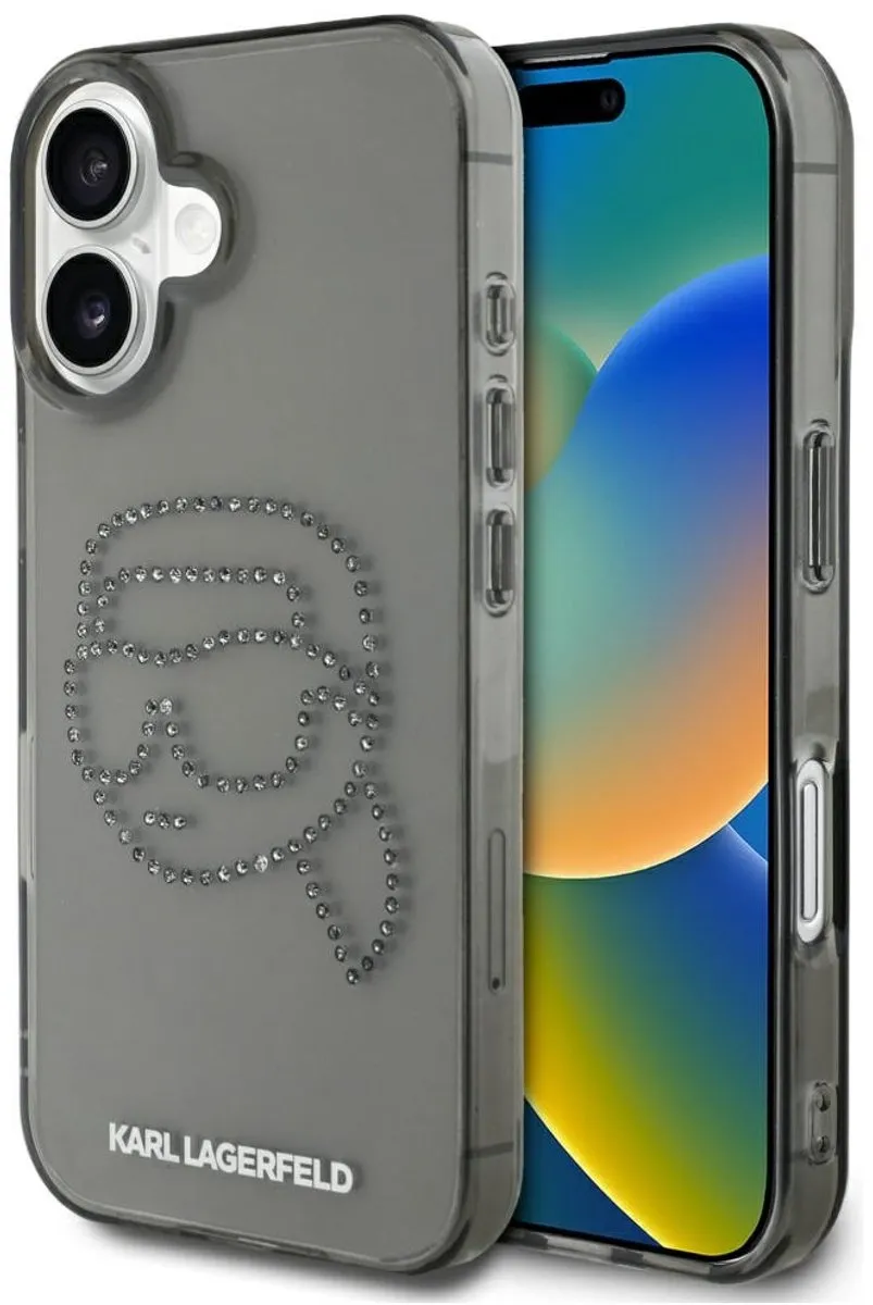 Karl Lagerfeld Case IML Strass iPhone 16 Bescherming - Transparent