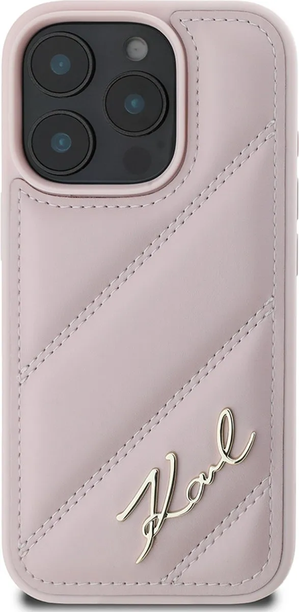 Karl Lagerfeld Backcase Hoesje iPhone 16 Pro - Roze Kunstleer