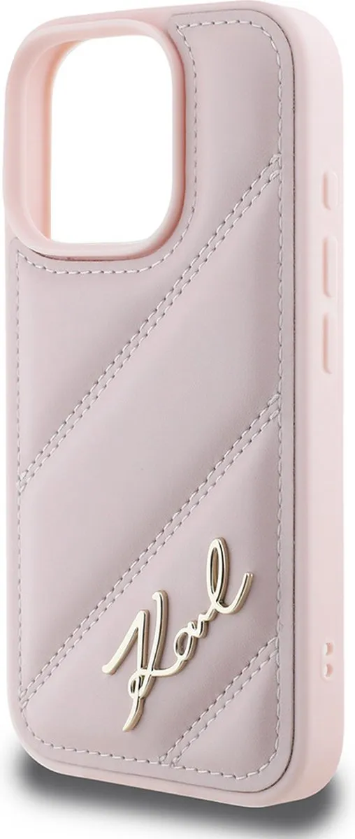 Karl Lagerfeld Backcase Hoesje iPhone 16 Pro - Roze Kunstleer