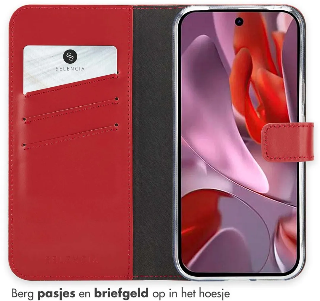 Selencia Hoesje Google Pixel 9a - Rood Lederen Bookcase