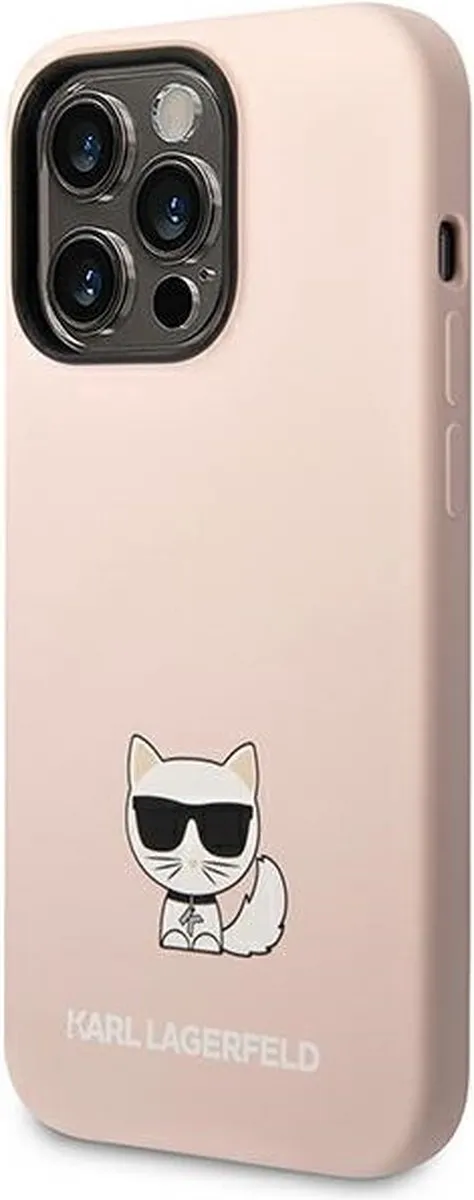 Karl Lagerfeld Choupette Siliconen iPhone 14 Pro Hoesje - Roze