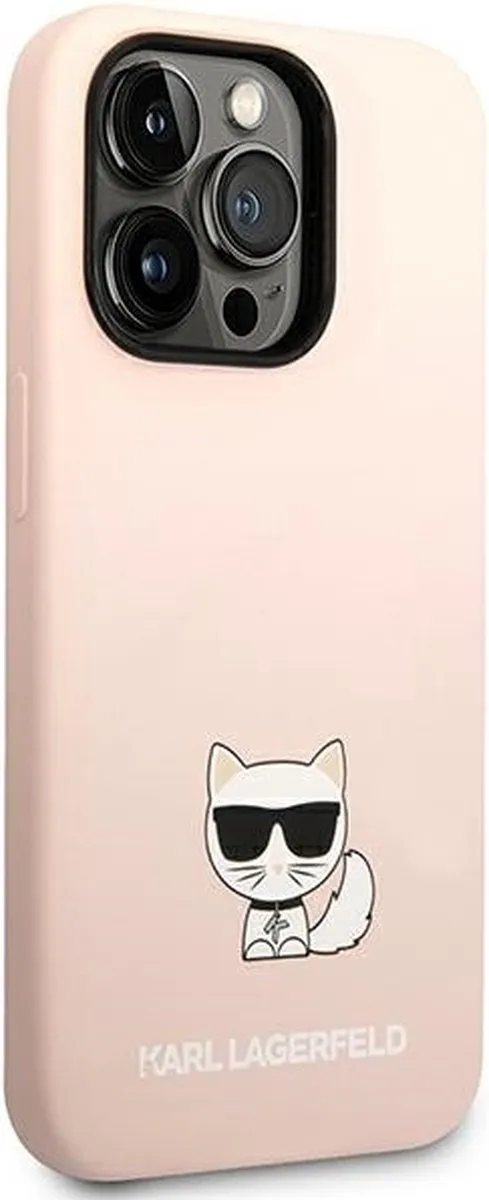 Karl Lagerfeld Choupette Siliconen iPhone 14 Pro Hoesje - Roze
