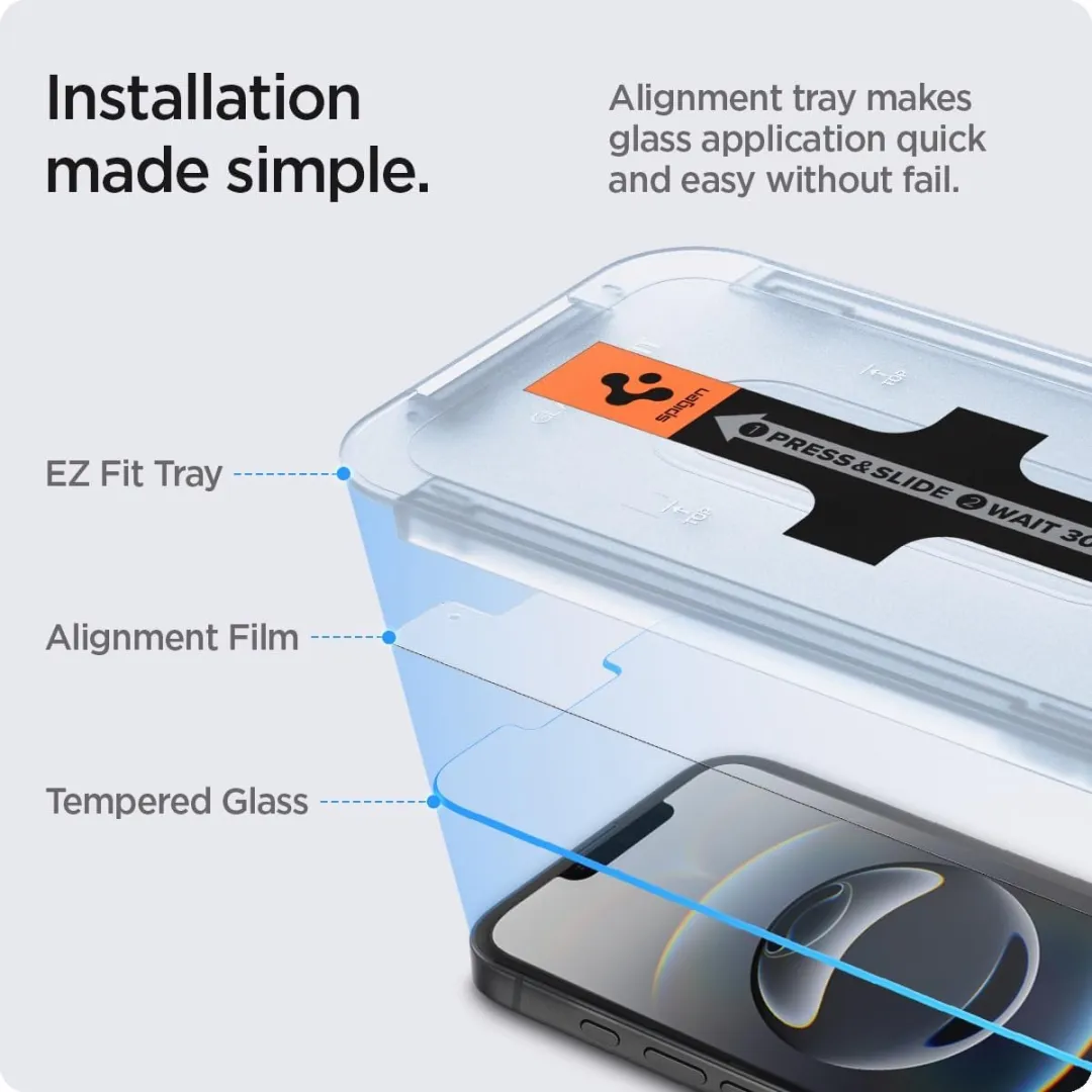 Spigen Glas.tR EZ Fit iPhone 16e Screenprotector - 2 Stuks