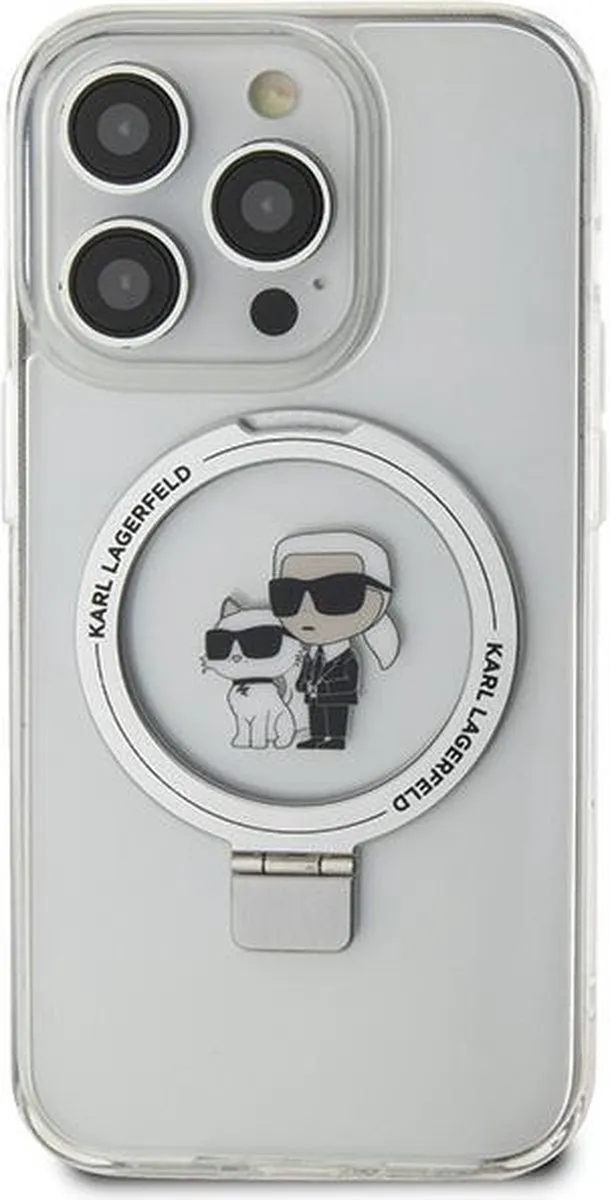Karl Lagerfeld Ring Stand Karl & Choupette Hard Case Back Cover KLHMN61HMRSKCH - iPhone 11/XR - MagSafe - Wit - afbeelding 6 van 6