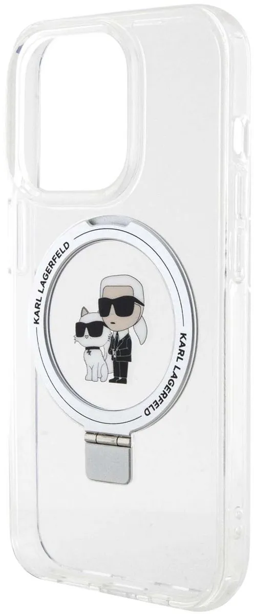 Karl Lagerfeld Ring Stand Karl & Choupette Hard Case Back Cover KLHMN61HMRSKCH - iPhone 11/XR - MagSafe - Wit