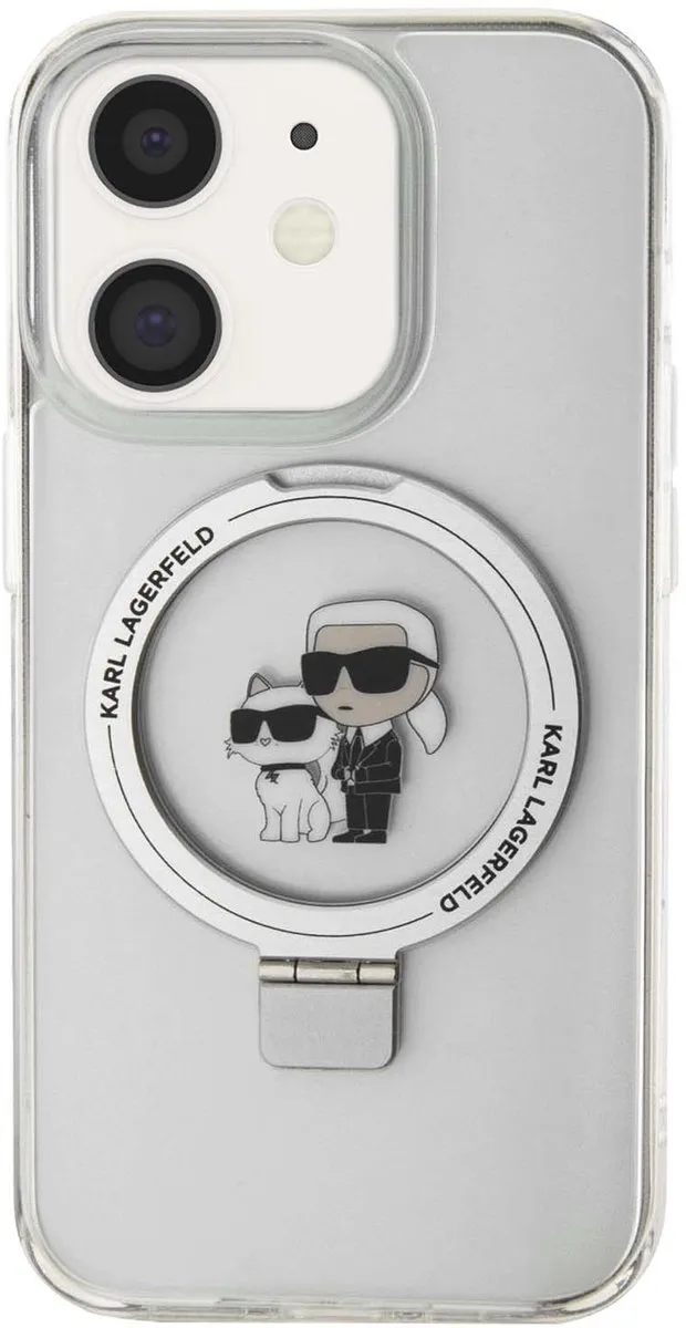 Karl Lagerfeld Ring Stand Karl & Choupette Hard Case Back Cover KLHMN61HMRSKCH - iPhone 11/XR - MagSafe - Wit