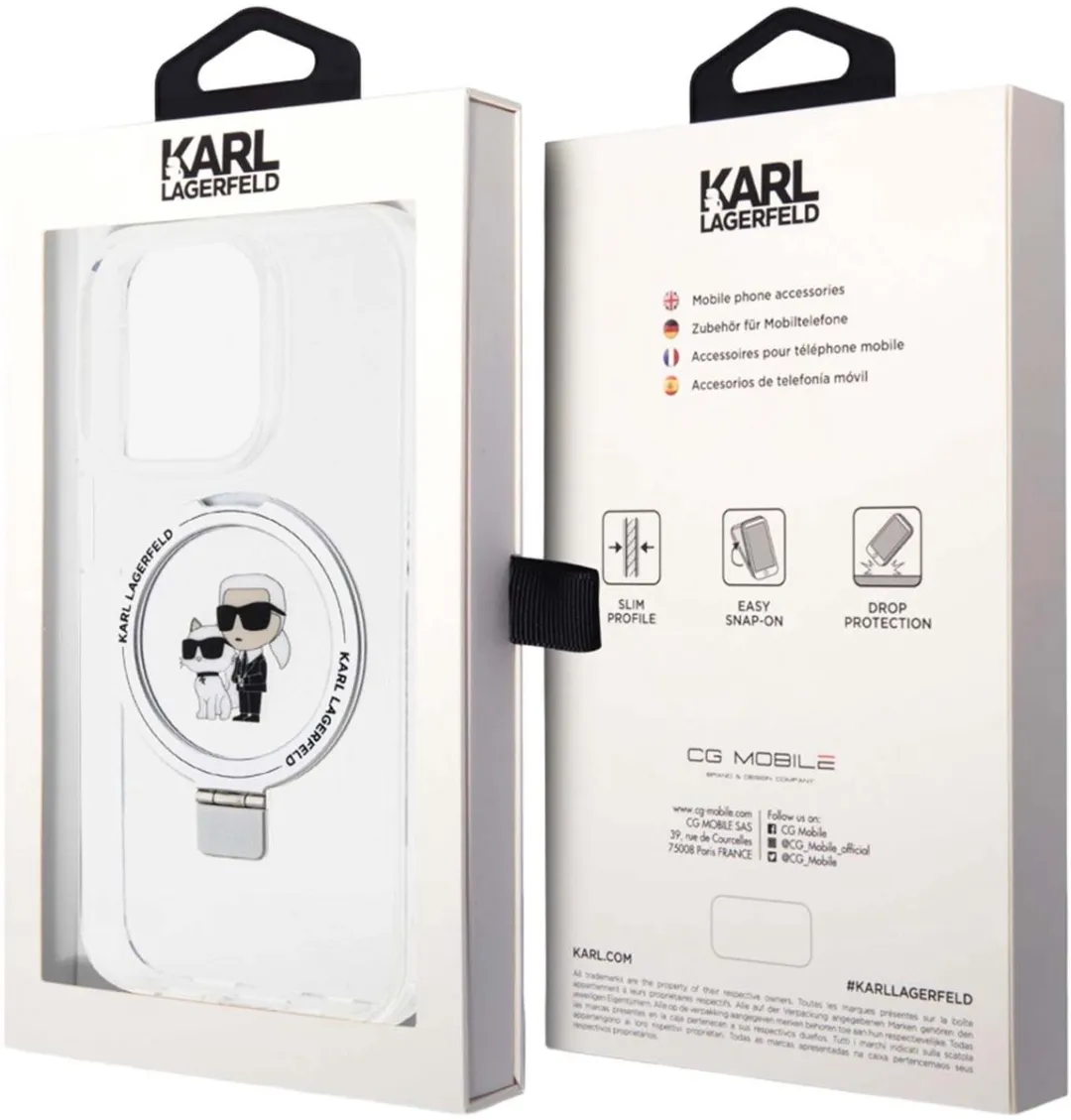Karl Lagerfeld Ring Stand Karl & Choupette Hard Case Back Cover KLHMN61HMRSKCH - iPhone 11/XR - MagSafe - Wit