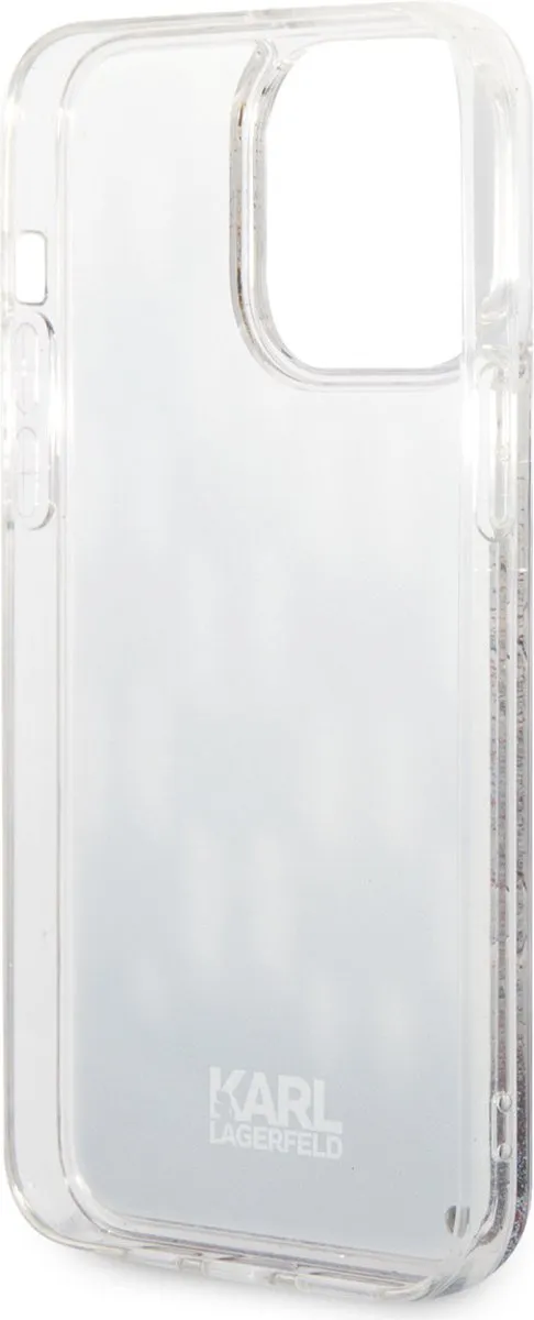 Karl Lagerfeld Liquid Glitter Monogram Back Case iPhone 14 Pro Max - 2 Stuks - Zwart