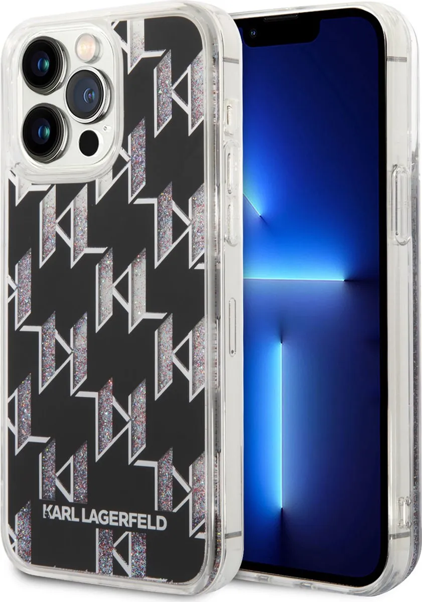 Karl Lagerfeld Liquid Glitter Monogram Back Case iPhone 14 Pro Max