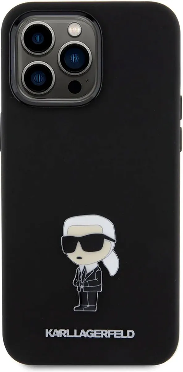 Karl Lagerfeld Ikonik Metal Pin Hoesje iPhone 15 Pro Max - Zwart