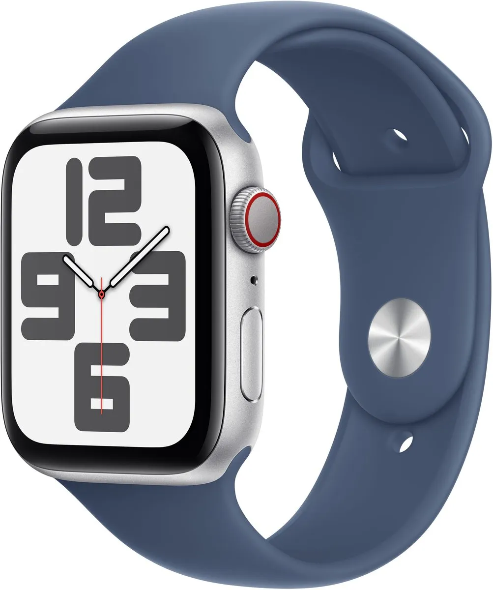 Apple Watch SE 2024 GPS + Cellular 44mm - Zilverkleurig Blauw